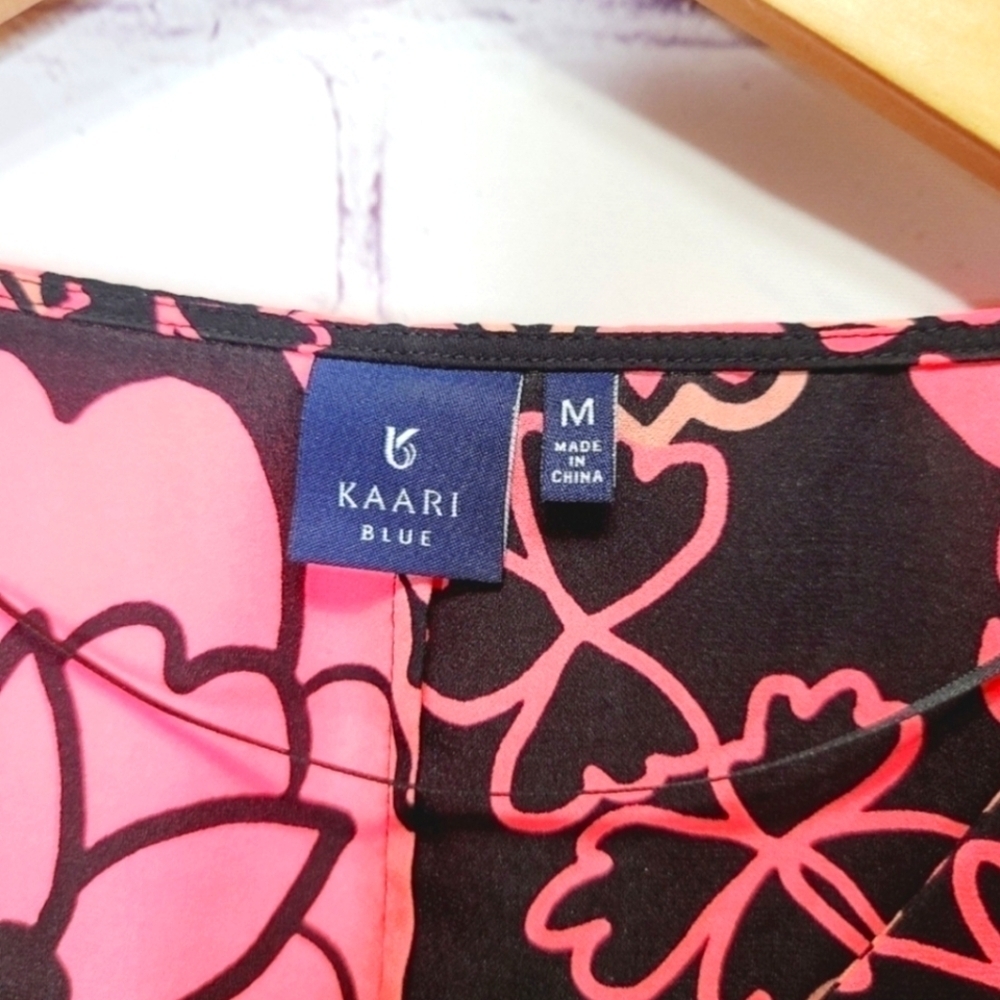 ππβ¬οΈ πKaari Blue π Floral Blouse πΈ Sz M EUC - Picture 4 of 8